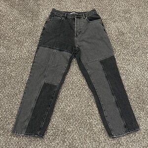 Two-Tone Black and Gray Patchwork Jeans